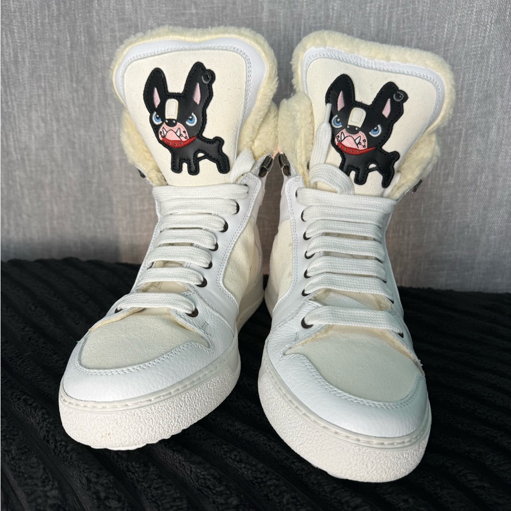 DSquared2 Men Bottalato Bianco Bad Bog High top Sneaker Size 42 or US 9